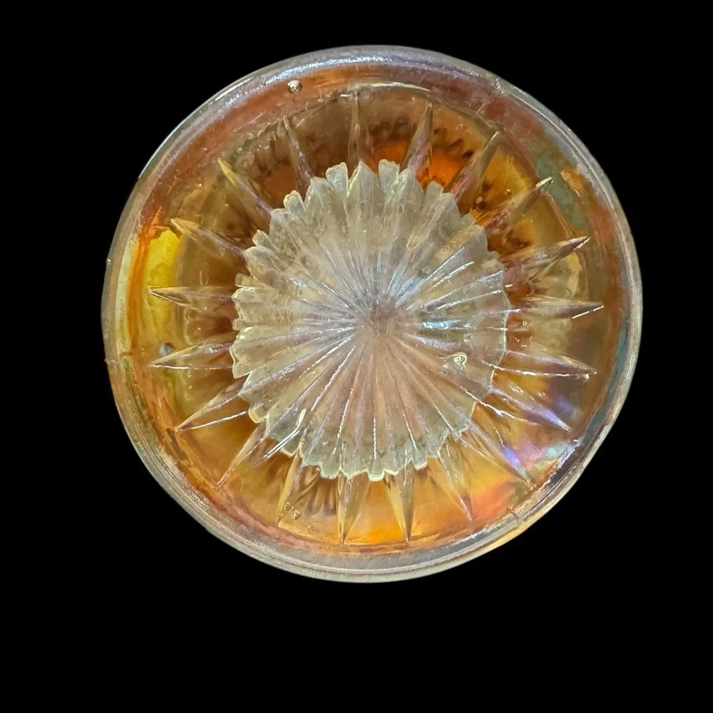 Antique Imperial Carnival Glass 1912 Marigold Beaded Bullseye Swung Vase